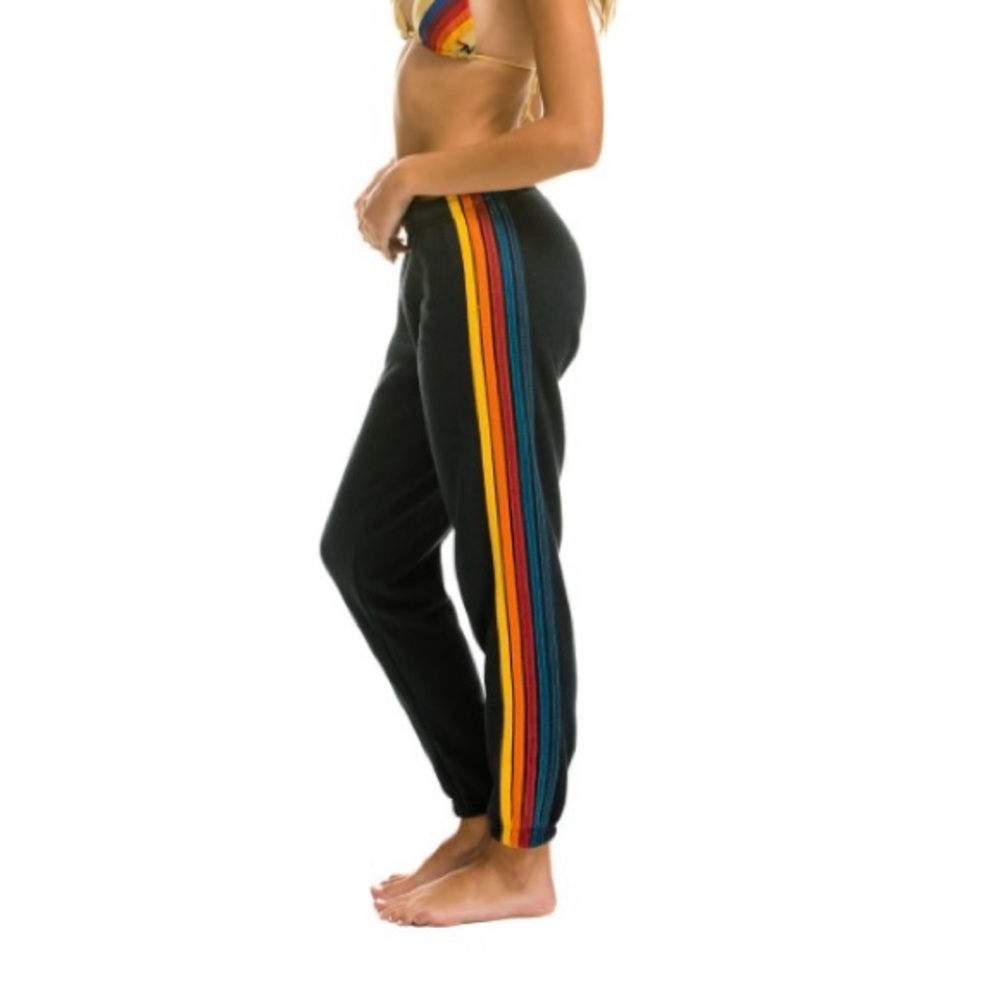 Aviator Nation Black Joggers with Multicolor Stripes